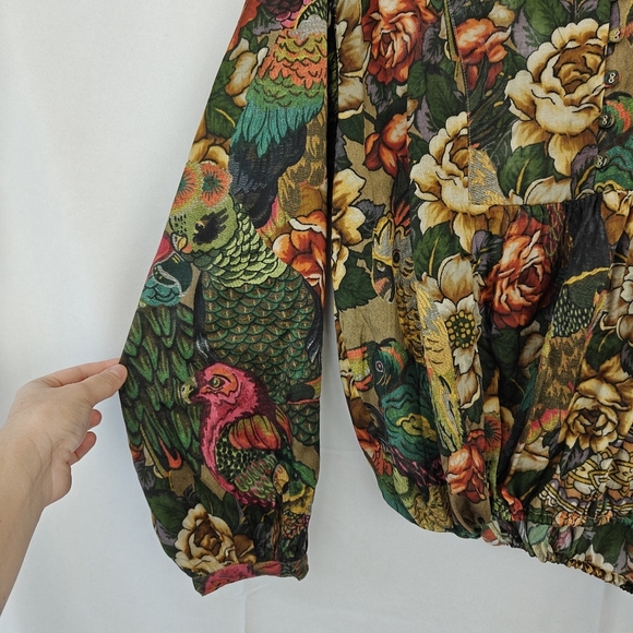 Johnny Was Parrot Cosima Blouse Multicolor Floral Size Small - Picture 6 of 15